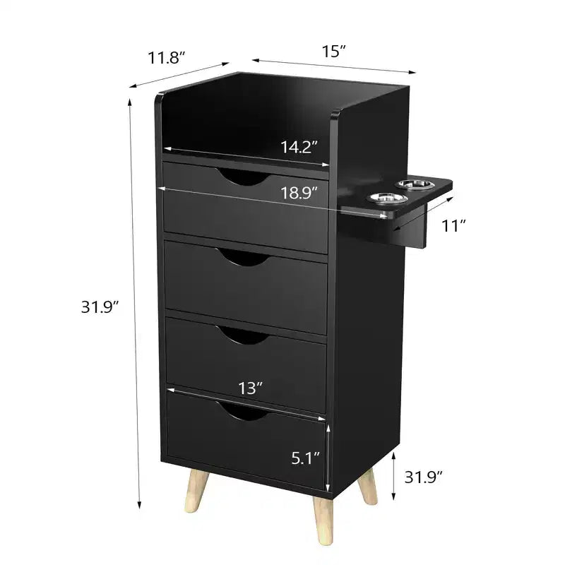 Meuble de rangement pour coiffeuse Karl Home Salon avec 4 tiroirs et 2 supports pour sèche-cheveux