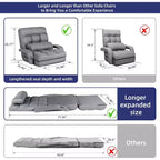 TYBOATLE Canapé-lit pliant avec USB, chaise de couchage convertible avec dossier réglable sur 5 positions, petit canapé confortable pour chambre à coucher, appartement, dortoir Gris