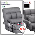 TYBOATLE Canapé-lit pliant avec USB, chaise de couchage convertible avec dossier réglable sur 5 positions, petit canapé confortable pour chambre à coucher, appartement, dortoir Gris