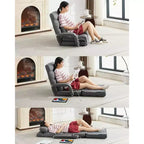TYBOATLE Canapé-lit pliant avec USB, chaise de couchage convertible avec dossier réglable sur 5 positions, petit canapé confortable pour chambre à coucher, appartement, dortoir Gris