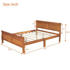 Lit plateforme Queen en bois avec tête de lit et support à lattes en bois (Chêne)