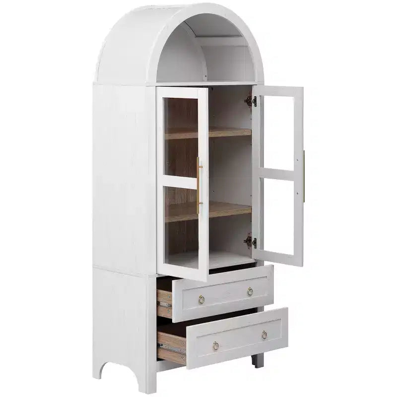 Garde-manger de cuisine haut Whisen 71 avec 2 grands tiroirs, étagères réglables et porte vitrée
