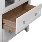 Garde-manger de cuisine haut Whisen 71 avec 2 grands tiroirs, étagères réglables et porte vitrée