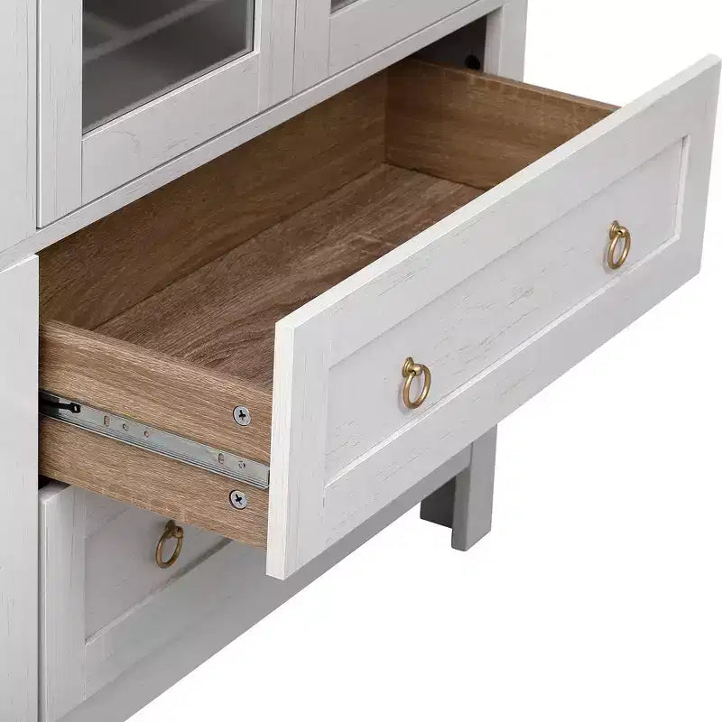 Garde-manger de cuisine haut Whisen 71 avec 2 grands tiroirs, étagères réglables et porte vitrée