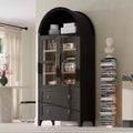 Whisen 71 Tall Arched Kitchen Pantry with 2 Large Drawers, Adjustable Shelves & Glass Door