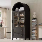 Whisen 71 Tall Arched Kitchen Pantry with 2 Large Drawers, Adjustable Shelves & Glass Door