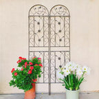 MAYEERTY 2-Pack 86.7x19.7in Metal Garden Trellis - Rustproof, Brown, for Outdoor Climbing Plants & Flowers