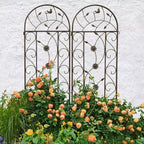 MAYEERTY Lot de 2 treillis de jardin en métal 220 x 50 cm – Antirouille, marron, pour plantes grimpantes et fleurs d'extérieur