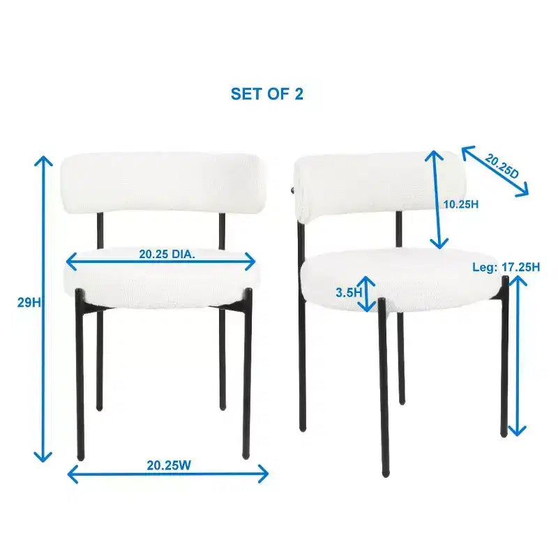 Okak Chaises de Salle à Manger Modernes en Boucle, Lot de 2, Design Rond en Tonneau, Coussins Épais et Pieds en Métal, Chaises Confortables pour Cuisine et Salon