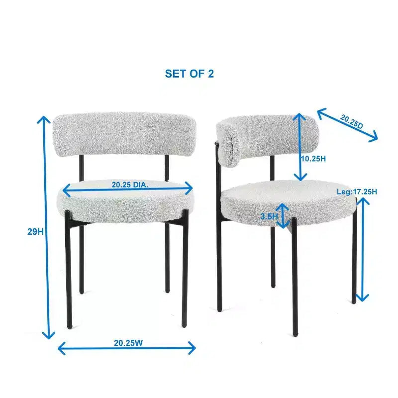 Okak Chaises de Salle à Manger Modernes en Boucle, Lot de 2, Design Rond en Tonneau, Coussins Épais et Pieds en Métal, Chaises Confortables pour Cuisine et Salon
