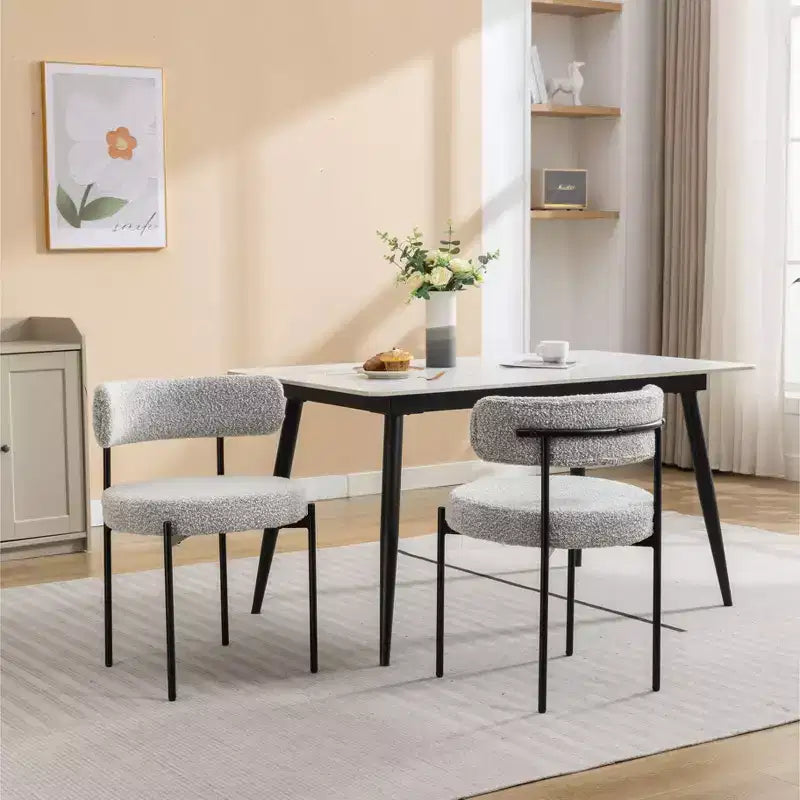 Okak Chaises de Salle à Manger Modernes en Boucle, Lot de 2, Design Rond en Tonneau, Coussins Épais et Pieds en Métal, Chaises Confortables pour Cuisine et Salon