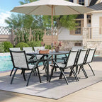 CuisinSmart 71 Table de salle à manger d'extérieur moderne avec trou pour parasol, conception résistante aux intempéries et à la rouille pour restaurants, jardins, bords de piscine