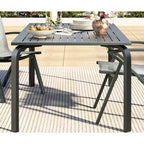 CuisinSmart 71 Table de salle à manger d'extérieur moderne avec trou pour parasol, conception résistante aux intempéries et à la rouille pour restaurants, jardins, bords de piscine
