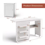 Table à coudre pliable Costway avec roulettes verrouillables, support avec 3 bacs de rangement et prises de courant Blanc/Naturel/Marron/Blanc+Naturel