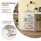 Table à coudre pliable Costway avec roulettes verrouillables, support avec 3 bacs de rangement et prises de courant Blanc/Naturel/Marron/Blanc+Naturel