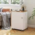 Table à coudre pliable Costway avec roulettes verrouillables, support avec 3 bacs de rangement et prises de courant Blanc/Naturel/Marron/Blanc+Naturel