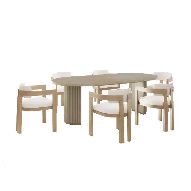 Ensemble de salle à manger rustique 7 pièces Christopher Knight Home Preyta en bois d'hévéa et tissu avec table ovale à double piedestal