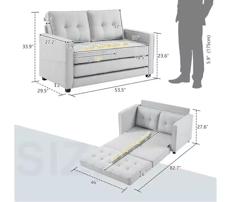 Karl Home | Canapé convertible de 136 cm en tissu