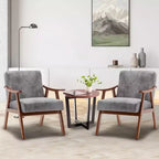 MAYEERTY Mid Century Wingback Accent Chair Solid Wood Frame Thick Backrest Lounge Chair for Living Room