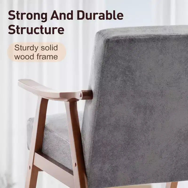 MAYEERTY Fauteuil d'appoint dossier haut de style scandinave avec structure en bois massif et dossier épais pour salon