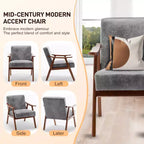 MAYEERTY Fauteuil d'appoint dossier haut de style scandinave avec structure en bois massif et dossier épais pour salon