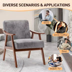 MAYEERTY Fauteuil d'appoint dossier haut de style scandinave avec structure en bois massif et dossier épais pour salon