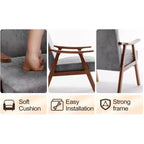 MAYEERTY Fauteuil d'appoint dossier haut de style scandinave avec structure en bois massif et dossier épais pour salon