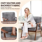 MAYEERTY Fauteuil d'appoint dossier haut de style scandinave avec structure en bois massif et dossier épais pour salon