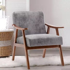 MAYEERTY Fauteuil d'appoint dossier haut de style scandinave avec structure en bois massif et dossier épais pour salon