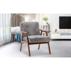 MAYEERTY Fauteuil d'appoint dossier haut de style scandinave avec structure en bois massif et dossier épais pour salon