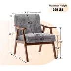 MAYEERTY Fauteuil d'appoint dossier haut de style scandinave avec structure en bois massif et dossier épais pour salon