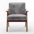 MAYEERTY Fauteuil d'appoint dossier haut de style scandinave avec structure en bois massif et dossier épais pour salon