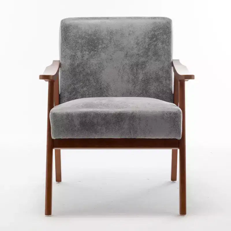 MAYEERTY Fauteuil d'appoint dossier haut de style scandinave avec structure en bois massif et dossier épais pour salon