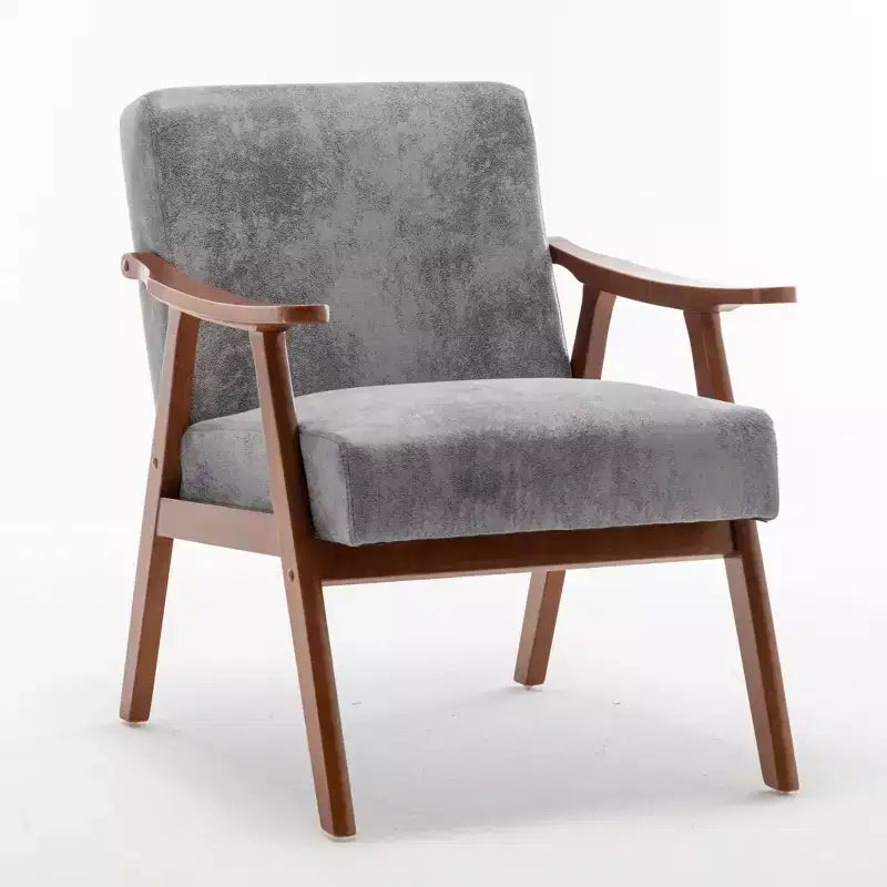 MAYEERTY Fauteuil d'appoint dossier haut de style scandinave avec structure en bois massif et dossier épais pour salon