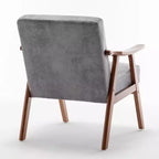 MAYEERTY Fauteuil d'appoint dossier haut de style scandinave avec structure en bois massif et dossier épais pour salon