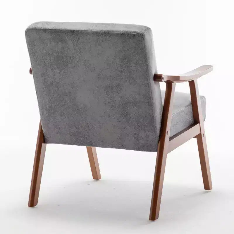MAYEERTY Fauteuil d'appoint dossier haut de style scandinave avec structure en bois massif et dossier épais pour salon