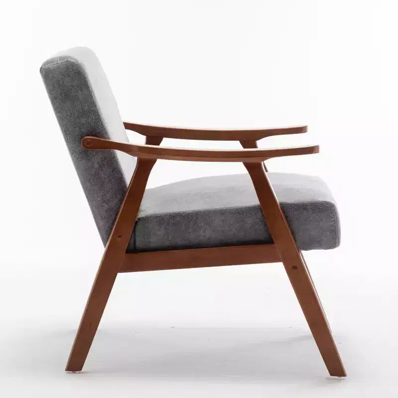 MAYEERTY Fauteuil d'appoint dossier haut de style scandinave avec structure en bois massif et dossier épais pour salon