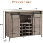Acekool Meuble Bar, Buffet 47" avec Portes Coulissantes, Armoire de Rangement de Style Ferme avec Étagère Réglable pour Salle à Manger, Ivoire Clair