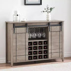 Acekool Meuble Bar, Buffet 47" avec Portes Coulissantes, Armoire de Rangement de Style Ferme avec Étagère Réglable pour Salle à Manger, Ivoire Clair
