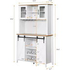 Acekool Meuble Bar à Vin 70" avec Étagère Supérieure, Portes Coulissantes Type Grange, Étagères Réglables, Supports à Verres, Couleur Bois Brûlé