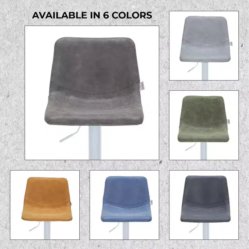 Tabourets de bar LeisureMod Tilbury avec base en fer blanc, tabourets de comptoir réglables en hauteur avec siège en cuir, fonction pivotante et repose-pieds, lot de 2