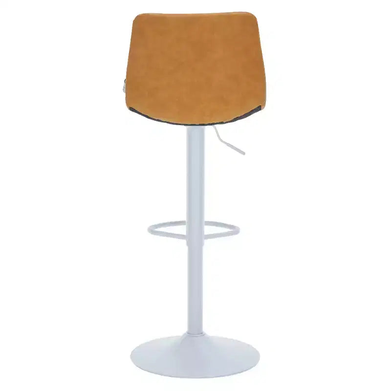 Tabourets de bar LeisureMod Tilbury avec base en fer blanc, tabourets de comptoir réglables en hauteur avec siège en cuir, fonction pivotante et repose-pieds, lot de 2