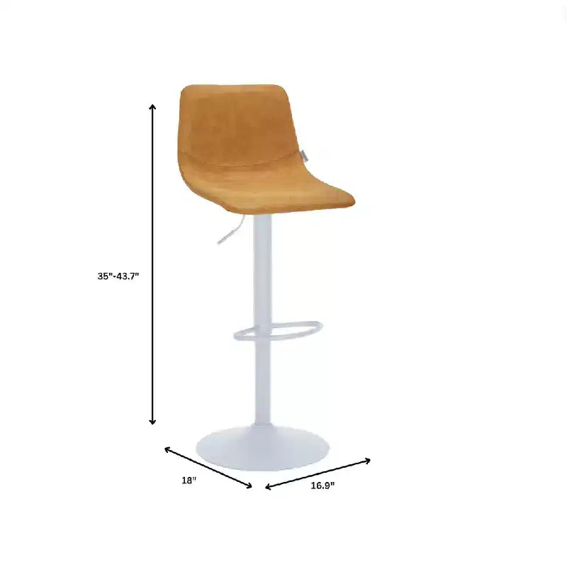Tabourets de bar LeisureMod Tilbury avec base en fer blanc, tabourets de comptoir réglables en hauteur avec siège en cuir, fonction pivotante et repose-pieds, lot de 2