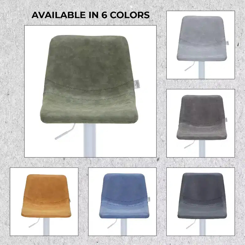 Tabourets de bar LeisureMod Tilbury avec base en fer blanc, tabourets de comptoir réglables en hauteur avec siège en cuir, fonction pivotante et repose-pieds, lot de 2