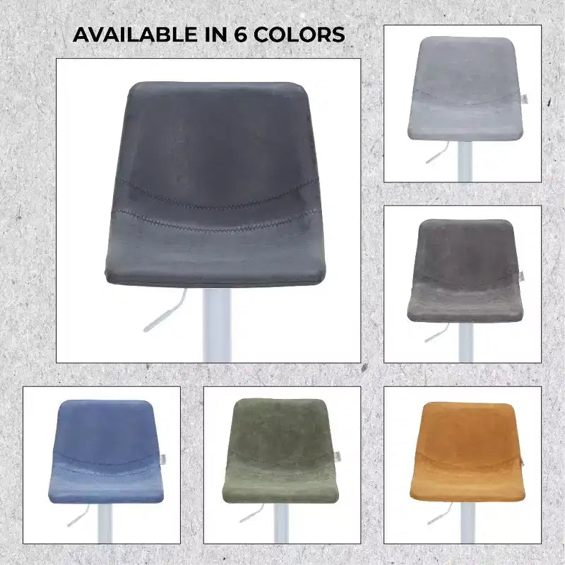 Tabourets de bar LeisureMod Tilbury avec base en fer blanc, tabourets de comptoir réglables en hauteur avec siège en cuir, fonction pivotante et repose-pieds, lot de 2