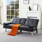 Canapé-lit convertible futon MAYEERTY 69.49 avec porte-gobelets et pochette latérale, dossier réglable sur 5 positions