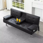 Canapé-lit convertible futon MAYEERTY 69.49 avec porte-gobelets et pochette latérale, dossier réglable sur 5 positions