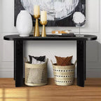 Table d'entrée noire épaisse de 60" avec pieds incurvés