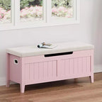 Banc de rangement GustoWave, Coffre de rangement en bois de 100 cm avec 2 charnières de sécurité, Banc d'entrée avec couvercle à charnière, Grand coffre pour salon, chambre à coucher