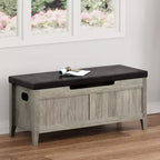 Banc de rangement GustoWave, Coffre de rangement en bois de 100 cm avec 2 charnières de sécurité, Banc d'entrée avec couvercle à charnière, Grand coffre pour salon, chambre à coucher